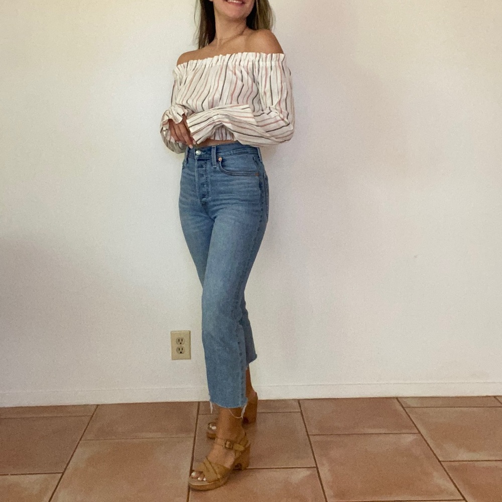 Cropped Cotton Long Sleeve Top